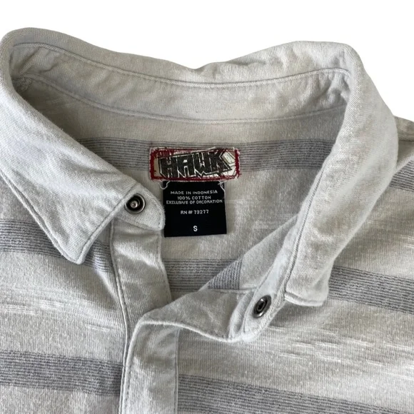 Tony Hawk Men's Light Striped Casual Short Sleeve Polo Shirt Hawk Logo Size S. - Picture 10 of 11